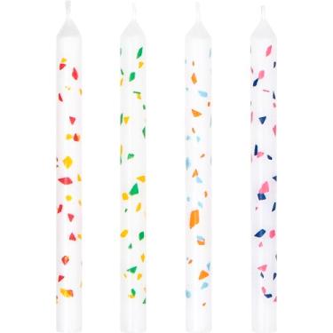 Imagem de Velas de aniversário com estampa de confetes 20 unidades