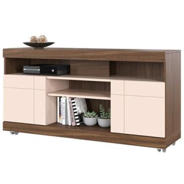 Imagem de Rack Para Sala De Estar Tv 47 Pol Com Rodízios Raya C04 Nogueira Real 