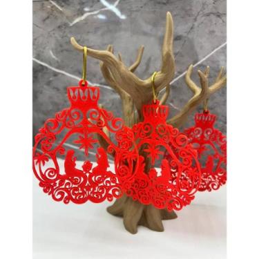 Imagem de Kit 2 Pendente Enfeite Para Porta Arvore de Natal Presépio 3D - JW SHO