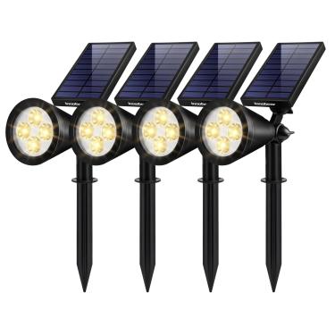 Imagem de Iluminação decorativa de parede 2 em 1 com luz solar atualizada e à prova d'água para uso ao ar livre da InnoGear, para ligar/desligar automaticamente, para jardim e pátio, piscina, pacote com 4, SL404W, Warm