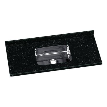 Imagem de Pia De Cozinha Mármore Sintético 120x55cm Com Cuba Aço Inox Multimóveis CR20472 Preto