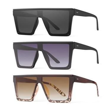 Imagem de Óculos de sol femininos, óculos de sol grandes para dirigir, pescar ao ar livre, pacote com 3, Gardient preto/roxo / tartaruga