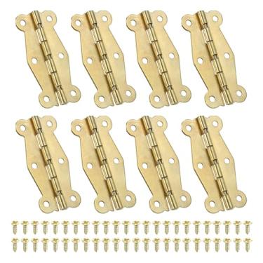 Imagem de Dobradiças pequenas vintage de 5 cm, pacote com 8 dobradiças decorativas de borboleta de 90 graus, ferragens para caixa de joias com parafuso para armário, caixa de madeira, gaveta, artesanato, ouro