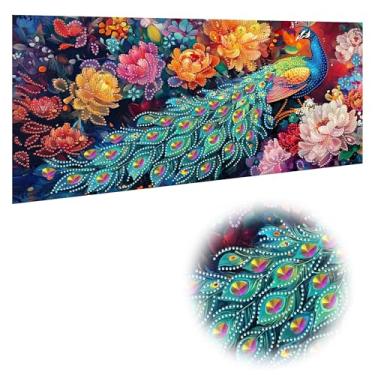 Imagem de Reofrey Kits de arte de diamante grande de forma especial DIY para adultos, pavão, animais, kits de pintura de diamante grande para adultos, tela bordada de ponto cruz de strass para artesanato