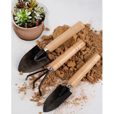 Imagem de Conjunto de 3 mini ferramentas de jardinagem, espátula e ancinho para plantas internas e externas/design ergonômico, ideal para pequenos jardins, pá manual