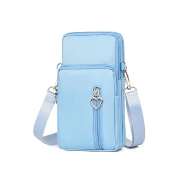 Imagem de Bolsa tiracolo feminina - bolsas com alça transversal e carteira - Mini bolsa de braço para telefone, Azul claro, Small, Bolsa tiracolo feminina - bolsas com alça transversal e carteira - Mini bolsa