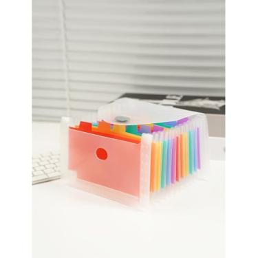 Imagem de Pasta organizadora de recibos de suporte, 13 bolsos de arquivo sanfonado expansível para cupons/ingressos/notas e cartões de visita, armazenamento de mesa com etiquetas (transparente)