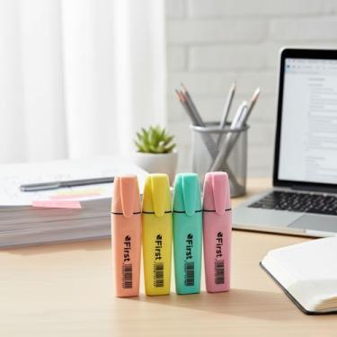 Imagem de Kit 4 Marca Texto Tons Pastel Neon Suave Caneta Marcador Fluorescente Colorida para Estudo e Escritório Secagem Rápida e Cores Vibrantes