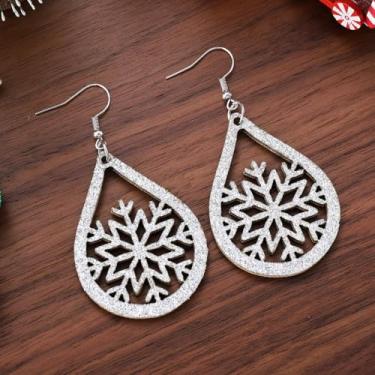 Imagem de Brincos de Natal femininos com pingente de árvore de Natal, acessórios de bijuteria de fantasia, 2inch, Aço inoxidável, Sem pedra preciosa