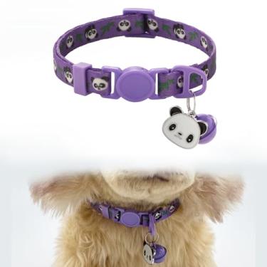 Imagem de Coleiras para filhotes de cachorro com sino breakaway para identificação de gato, ajustável, estampa de panda fofa, macia