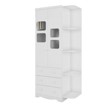 Imagem de Armário Infantil 2 Portas 3 Gavetas Uli - Moveis Peroba Branco Brilho