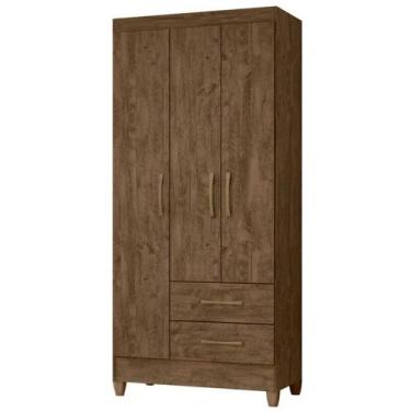 Imagem de Guarda Roupa Solteiro Lima 3 Portas 182x82 Cm Castanho Wood - MOVAL MO