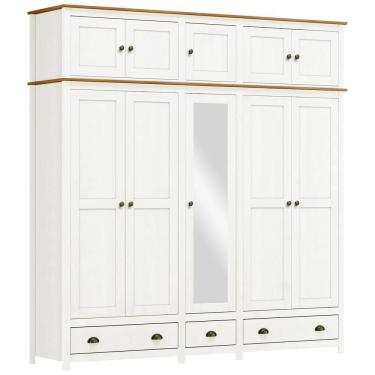 Imagem de Guarda Roupa Casal 10 Portas Com Espelho E Maleiro Mazzaro F06 Branco Freijó - Lyam Decor