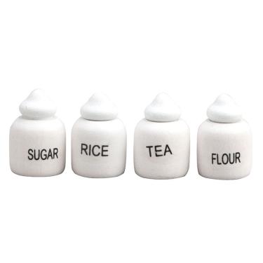 Imagem de Conjunto de potes de casa de bonecas em miniatura para armazenamento de cozinha em madeira, escala 1:12