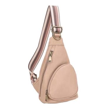 Imagem de Liz Soto Lori Sling Bag for Women - Bolsa de peito para mulheres, bolsa tiracolo de couro vegano, bolsa pequena, Amêndoa, Lori