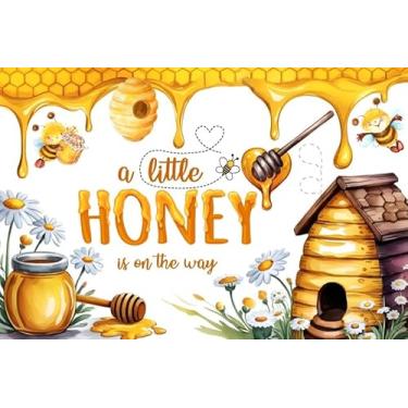 Imagem de ZJRBJB 3 x 2,4 m A Little Honey is On The Way Decorações de chá de bebê, pano de fundo, mel, abelha, margarida, fundo de bebê, desenho animado, crisântemo, revelação de gênero, faixa de festa de