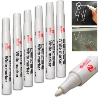 Imagem de Giz Liquido Marcador Branco Quadro Vidro Espelho Acrílico 2.0mm (6)