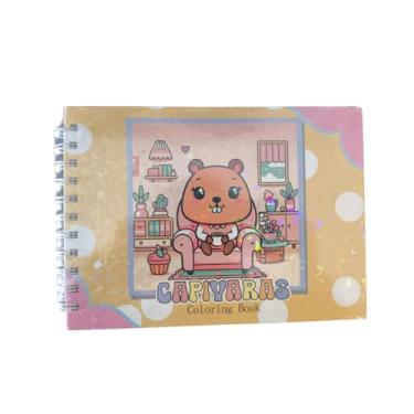 Imagem de Livro de Colorir Infantil dos Ursinhos, Capa Dura AZUL, Caderno de Pintar para Crianças e Adultos, 50 Folhas 180g, Tamanho A5, em Espiral, BOBBIE G (Laranja com Rosa - Capivara)