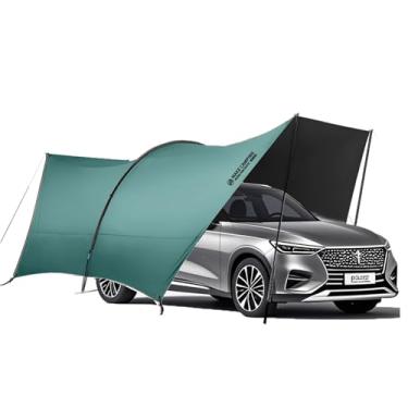 Imagem de BISINNA Lona de acampamento 5,5 x 4 m toldo de carro blackout à prova d'água rede chuva mosca sol proteção contra chuva cobertura para piquenique na praia ao ar livre (verde)