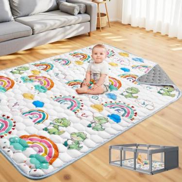 Imagem de Tapete de cercadinho 74x50 para engatinhar bebês: tapete grande para c