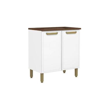 Imagem de Gabinete De Cozinha Modulado P- Cooktop C- Tampo Bella C- 2 Portas 80cm Branco - Bertolini