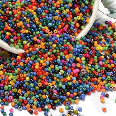 Imagem de 3000 peças/50 g 2 mm contas de semente de vidro cores mistas 12/0 opacas sólidas pequenas contas soltas redondas pequenas contas artesanais para brinco, pulseira, colar, fabricação de joias