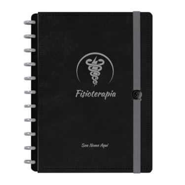 Imagem de Caderno De Disco Iscool Inteligente Personalizado 80 Folhas Profissões Preto Prata Fisioterapia Grande G