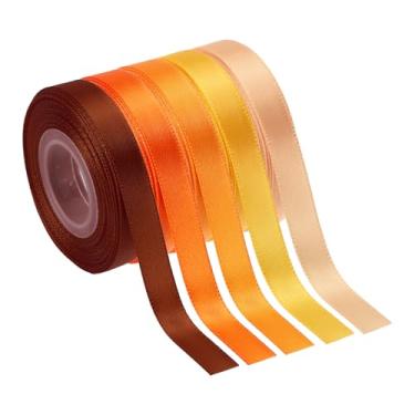 Imagem de PATIKIL Fita de cetim sólida de 9,5 cm x 50 metros, 5 peças de rolo de fita de tecido de poliéster face única para embrulho de presente, artesanato, casamento, aniversário, buquê, arcos de cabelo