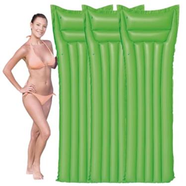 Imagem de Kit 3 Colchões Bronzeador Inflável Boia Praia Piscina Gigante 1.83x0.69m PVC Reforçado (3 Verde)