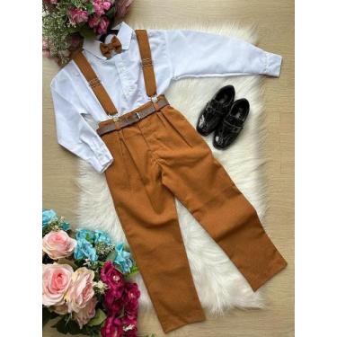 Imagem de Conjunto Miss Cherry Vitor Suspensorio Marrom Teddy para Meninos, Brow