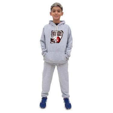 Imagem de Conjunto Moletom Infantil Menino Estampado Casaco de Frio Com Capuz e Calça Lisa Macia