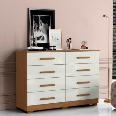 Imagem de Cômoda Para Quarto Com 8 Gavetas 136cm Sirlei A09 - D'rossi Atacama E 