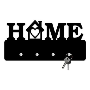 Imagem de Porta Chaves Home Para Parede Decoração Em Mdf Preto