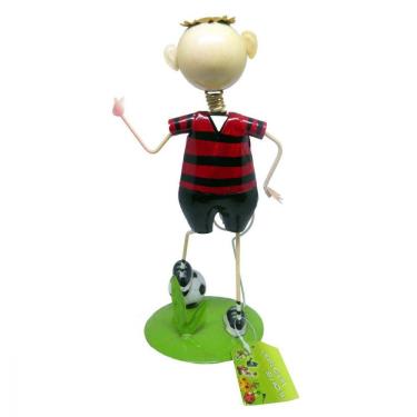 Imagem de Boneco Futebol Time Vermelho E Preto Mesa Metal