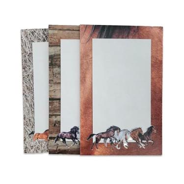 Imagem de Bloco de notas para cavalos de corrida em cor total – pacote com 3 – presente de papelaria equestre – 14 x 22 cm