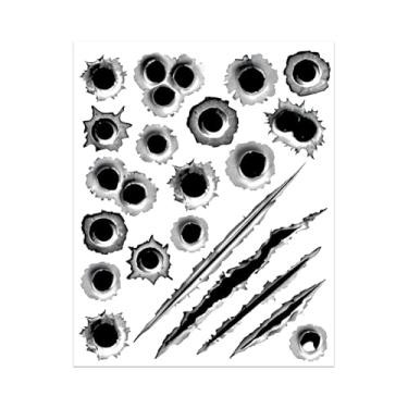 Imagem de HQRNYP Adesivos de furos de bala, decalques automotivos, simulação de furo de bala 3D e decoração de carro, acessórios automotivos à prova d'água PVC falsos tiros adesivos para capacete de janela de