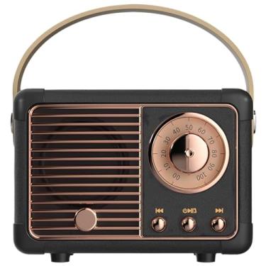 Imagem de Alto-falante retrô, preto, mini alto-falante sem fio para cozinha, escritório, mesa de quarto, rádio portátil, decoração de sala de festa