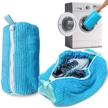 Imagem de Bolsa para máquina de lavar sapatos – 2 peças de saco de roupa reutilizável para máquina de lavar e secar saco de lavagem de sapatos para tênis, tênis e remoção de manchas (azul)