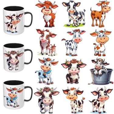 Imagem de Elewins Adesivos de animais fofos UV DTF - 12 folhas de vacas fofas UV DTF para canecas de vidro de café, decalques DIY para copos, esfregar à prova d'água em transferências para artesanato