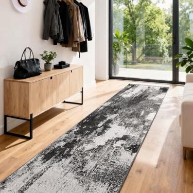 Imagem de OLFRUGDT Tapete de corredor lavável para corredor: tapete de corredor de cozinha extralongo antiderrapante tapetes abstratos estampados de lã sintética baixa pilha macia tapete interno para quarto