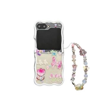 Imagem de GUAYQAT Capa para Samsung Galaxy Z Flip 6/Z Flip 7 FE, linda tulipa flores laço urso design Galaxy Z flip6 capa de telefone dobrável com pulseira para mulheres mulheres (tulipa)