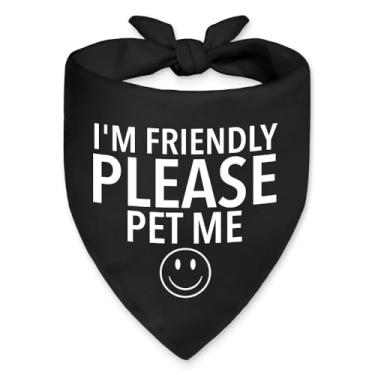Imagem de Vgrti Bandana I'm Friendly Please Pet Me Dog, Adopt me Bandanas para cães, cachecol triangular para donos de cães, acessórios engraçados para fotos de animais de estimação, presentes de aniversário de