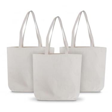 Imagem de Sacolas de Algodão Cru Premium, 40x38x10cm, Alça 29cm, Material 280g/m², Conjunto com 10 Unidades, Bolsa Ecológica para Compras (3)