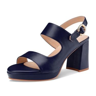 Imagem de Perisis Sandálias de salto plataforma para mulheres, confortável, salto grosso, bico aberto, tira no tornozelo, salto médio, sandálias com tiras de salto médio, sapatos sociais de festa de verão