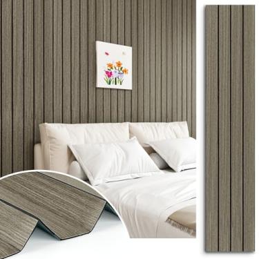 Imagem de STICKEEP Papel de parede de painel de madeira marrom escuro descasque e cole papel de parede acústico 3D para parede 59,9 cm x 304,8 cm