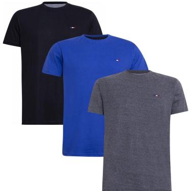 Imagem de Kit 3 Peças Camisetas Básicas Masculina Industrie em Algodão Premium no Estilo Tommy Bordado França-Masculino