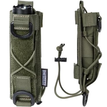 Imagem de OneTigris Coldre de lanterna Molle Suporte de lanterna para cinto bolsa tática para tocha ferramenta manual linear com alça MOLLE aberta para transporte vertical e horizontal