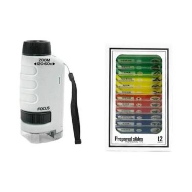 Imagem de Kit De Microscópio Mini Portátil Para Crianças 60-120x Com Luz LED Mic