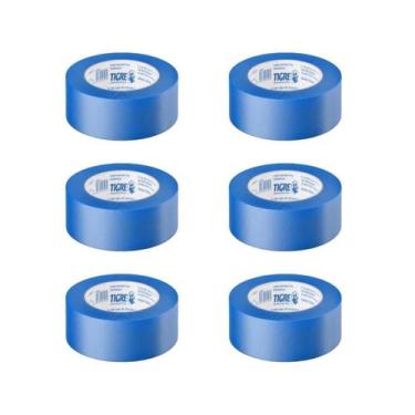 Imagem de Kit 6 Fita Crepe ul Mascaramento Pintura 48Mm X 50M Tigre