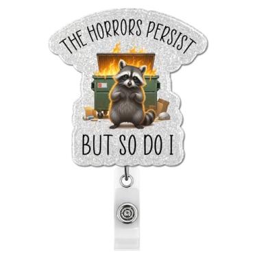 Imagem de Carretel retrátil de crachá de guaxinim engraçado, suporte de crachá de identificação com clipe jacaré para amigos, funcionários de escritório, colega de trabalho, médico, enfermeira, assistente